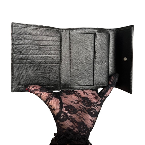 PRADA Triangle Nylon Saffiano leather bi-fold wallet. - Picture 9 of 10